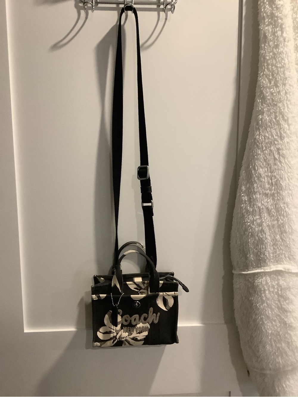 Coach Black and Cream Floral Canvas Mini Tote - Picture 10 of 12
